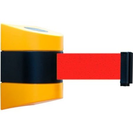LAWRENCE METAL PROD. Tensabarrier Magnetic Retractable Belt Barrier, Yellow Case W/15' Red Belt 897-15-M-35-R5-D